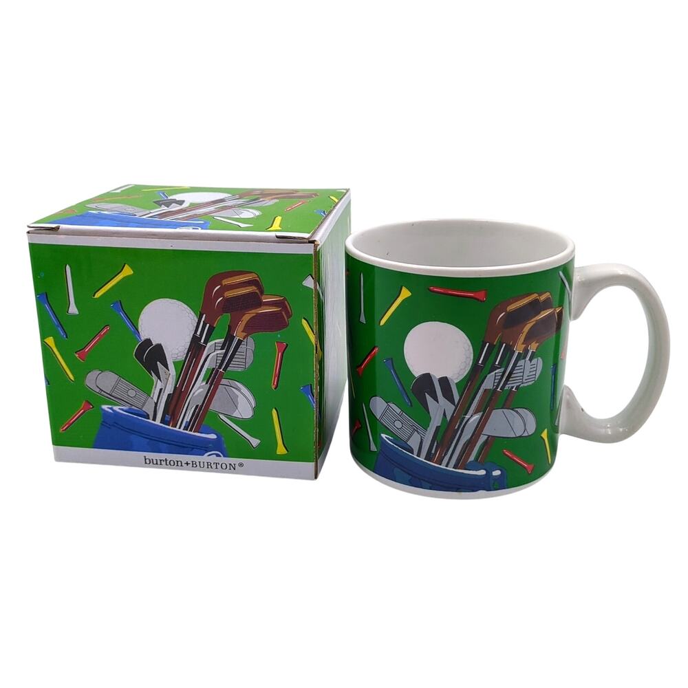 Burton And Burton Green Golf Motif Coffee Cup Mug Tees Ball Bag 2006 Micro Safe